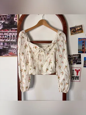 Reformation Isadora Floral Balloon Long Sleeve Smocked Top Corset Embroidered thumbnail 6