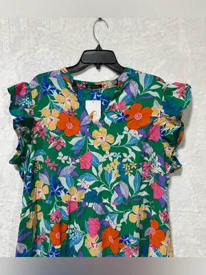 Pretty Garden Floral Cap Sleeve V neck flowy Midi Dress Size XXL new with tags thumbnail 5