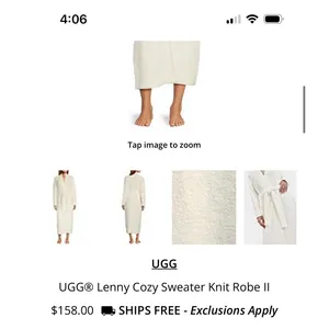 UGG Lenny II Cozy Sweater Knit Robe Cream 1153772 M Medium NWT thumbnail 3