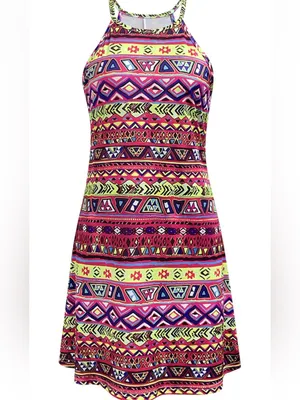 Women's Casual Crew Neck Bodycon Dress Floral Boho thumbnail 5
