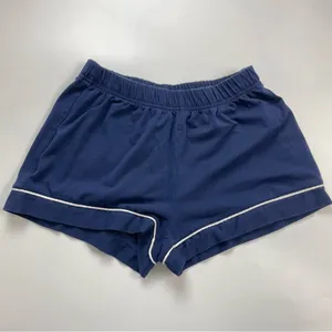 H&M Pajama‎ Set Navy Blue White Trim Size XS Shorts Short Sleeve Top Shirt Women thumbnail 4