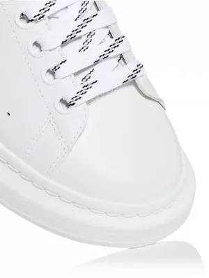 Alexander McQueen White Leather Sneakers with Black Trim thumbnail 3