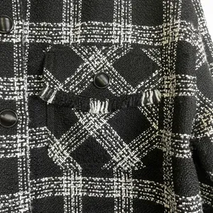 House of Harlow Shacket Womens Medium Black Button Up Tweed White Check Heavy thumbnail 4