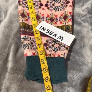 Natural Life Fleece Jumpsuit Pajamas L/XL Pink Fair Isle Floral Boho Loungewear thumbnail 7
