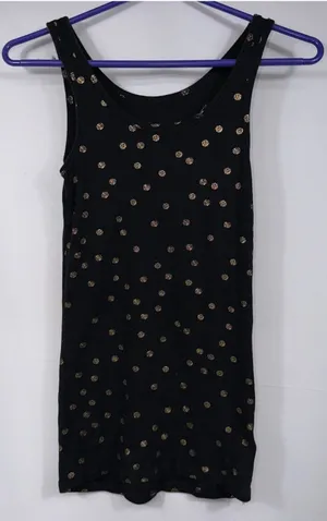 A New Day Women’s Black Metallic Gold Polka Dot Tank Top Size Small thumbnail 1