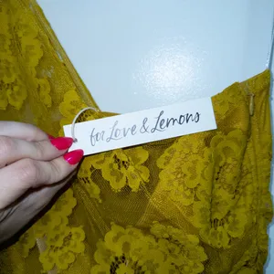 For Love & Lemons Yellow Tiana Lace One Shoulder Mini Dress Size Medium NWT thumbnail 5