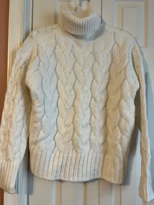 White Cable Knit Turtleneck Sweater thumbnail 1