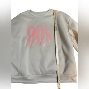 SheIn 90’s Babe Graphic Sweatshirt Beige‎ Pink Retro Pullover Sz L Y2K Cozy Oversized thumbnail 7