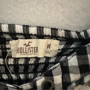 Hollister Women Mini Romper Gingham Checkered Black White Floral Lace Up size M thumbnail 7