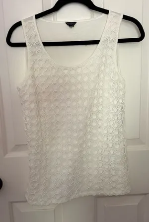 Ann Taylor White Lace Overlay Scoop Neck Tank thumbnail 1