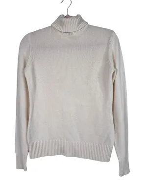 Brooks Brothers Cream Cashmere Blend Turtleneck Sweater Womens S Casual Fall thumbnail 1