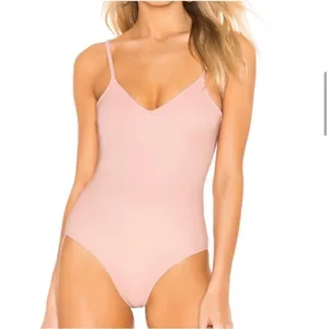 Lovers + Friends V Neck Thong Bodysuit in Pink Size‎ Extra Small thumbnail 7
