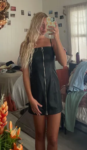 Black Leather Zip Dress thumbnail 1