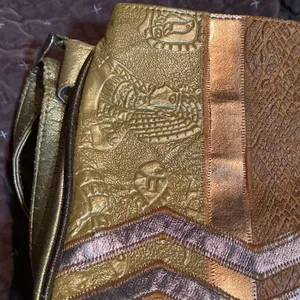 Vintage Renias Sharif Patchwork Leather Crossbody Purse Gold Bronze Tones 80s thumbnail 10