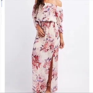 As You Wish Floral Off The Shoulder‎ Flared Sleeve Maxi Dress Small thumbnail 2