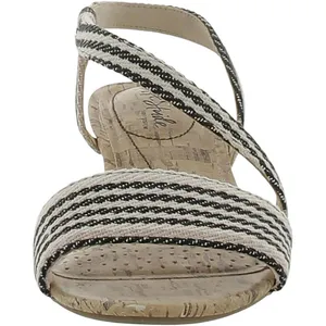 NWT Lifestride Yasmine MISMATCH PRINT Cork Wedge Sandals Natural Multi Brown 6W thumbnail 3