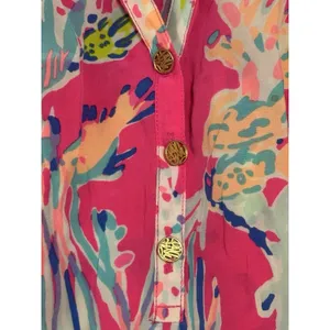Lilly Pulitzer Elsa Silk Top Sunken Treasure Dragonfruit Print Blouse Size S thumbnail 4