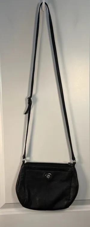 Source Unknown Black Pebbled Leather Crossbody Bag thumbnail 1
