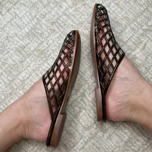 Steve Madden Black Clear Jelly Flat Slide Sandals Mesh Slip On Flat Beach Sandals Summer thumbnail 1