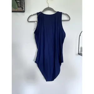 NWT Quince Deep Navy Italian Zip-Front One-Piece Swimsuit Size Large thumbnail 4