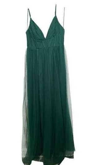 Maniju Green Maxi Dress Color EMERALD Style MF21427 Size L thumbnail 1