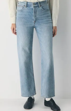 Aritzia Denim Forum The Arlo Hi-Rise Straight Jean in Light Wash Size 29 thumbnail 1