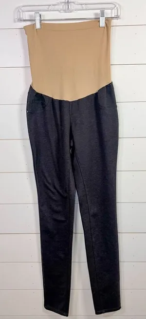 Motherhood Maternity Women's Heather Stretch Leggings Gray Tan Size Small thumbnail 1