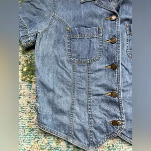 Vintage Liz Claiborne Liz Wear denim button down fitted top, size medium thumbnail 2