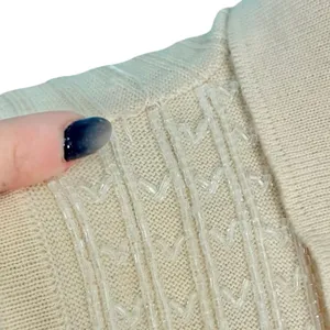Vintage Banana Republic Cream Merino Wool Beaded Sleeveless Polo Sweater Tank L thumbnail 6