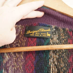 Vintage Retro Alpaca Grandpacore Cardigan Purple Fair Vintage Peru Knit Grunge thumbnail 4