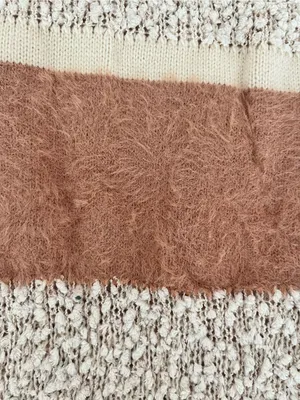 All in Favor Beige and Rust Striped Crewneck Sweater thumbnail 3