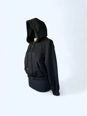 American Vintage Vintage Y2K Quilted Bubble Cropped Hoodie size small 🖤 thumbnail 5