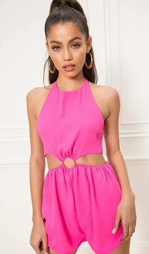 superdown pink O Ring Halter Eliana Romper thumbnail 3