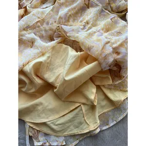 Saints + Secrets Yellow Floral Lace-Up Flare Sleeve Midi Dress Size 6 thumbnail 8