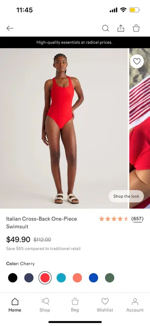 New Quince Italian Cross-Back One-PieceSwimsuit Size Medium MSRP $49 thumbnail 2