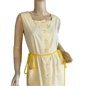 Vintage 1980'S Tanner Pale Yellow Sleeveless Shirt Dress With Belts (6) thumbnail 7