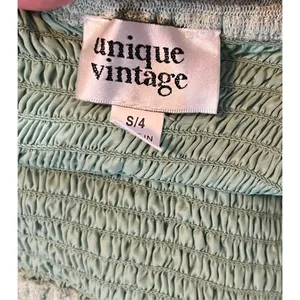 Unique Vintage Mint Green Puff‎ Sleeve Cropped Short Sleeve Top Size Small 4 thumbnail 2