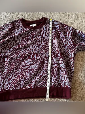 Madewell Maroon and Light purple lilac marbled Animal Print Knit Top thumbnail 3