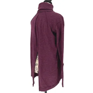 We The Free Free People Split Back Turtleneck High Low Top‎ Purple XS thumbnail 5