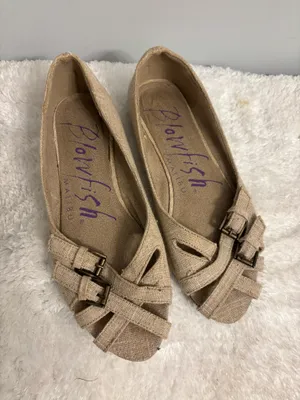 Women linen blowfish 7 tan casual open toe shoes thumbnail 2