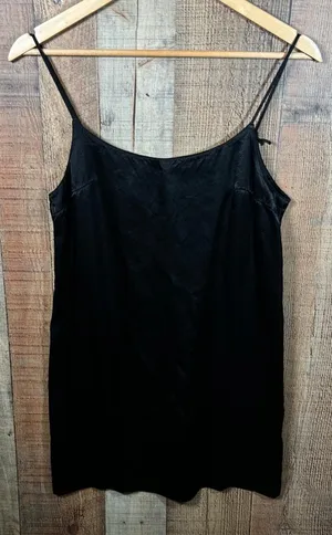 Vintage 90s United Colors of Benetton Black Satin Slip Mini Dress Italy Small thumbnail 1