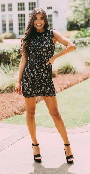 These Three Boutique Mock Neck Bodycon Lace Dress thumbnail 1