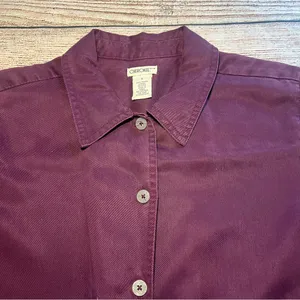 Vintage 90s Cherokee Oversized Button‎ Up Womens Small Pockets Maroon Artsy Boho thumbnail 2