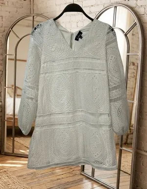 Lulu's White Crochet Tunic Swim Cover-Up thumbnail 1