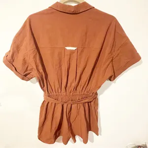 Free People Medium Brown‎ Rust No Plans Shorts Romper Belted Waist One Piece thumbnail 7