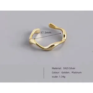 🆕 Yellow‎ Gold Wave Ring Gold Plated 925 Sterling Silver | Adjustable thumbnail 7