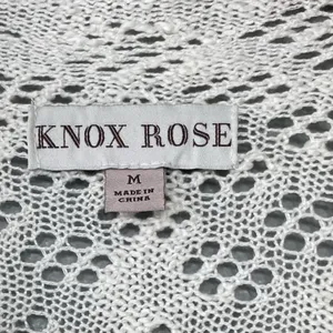 Knox Rose Open Knit Cardigan Size Medium Creamy Boho Romantic Crochet Drape thumbnail 4