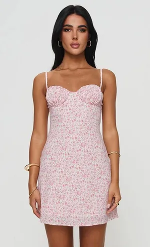 Princess Polly Pink Floral Mini Dress thumbnail 1