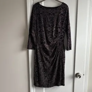 Anne Klein Black and Brown Patterned Long Sleeve Dress thumbnail 2