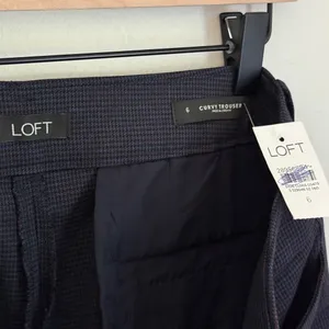 NWT Loft Wide Leg Curvy Trouser‎ Pants Small Plaid Pattern Red Blue Black Size 6 thumbnail 7